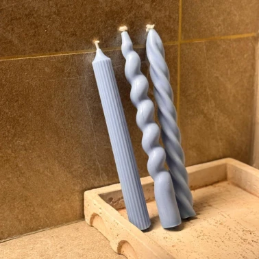 Набор столовых свечей (3шт) голубой