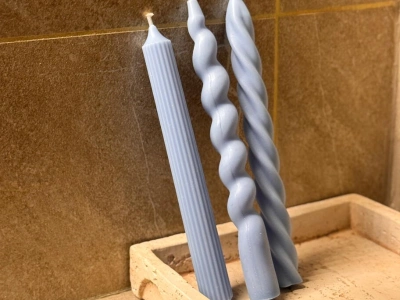 Набор столовых свечей (3шт) голубой