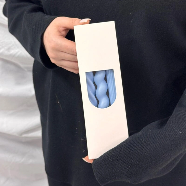 Набор столовых свечей (3шт) голубой