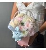 Цветы в коробке и зайка