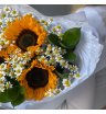 Летний букет с Подсолнухом и Танацетумом 4